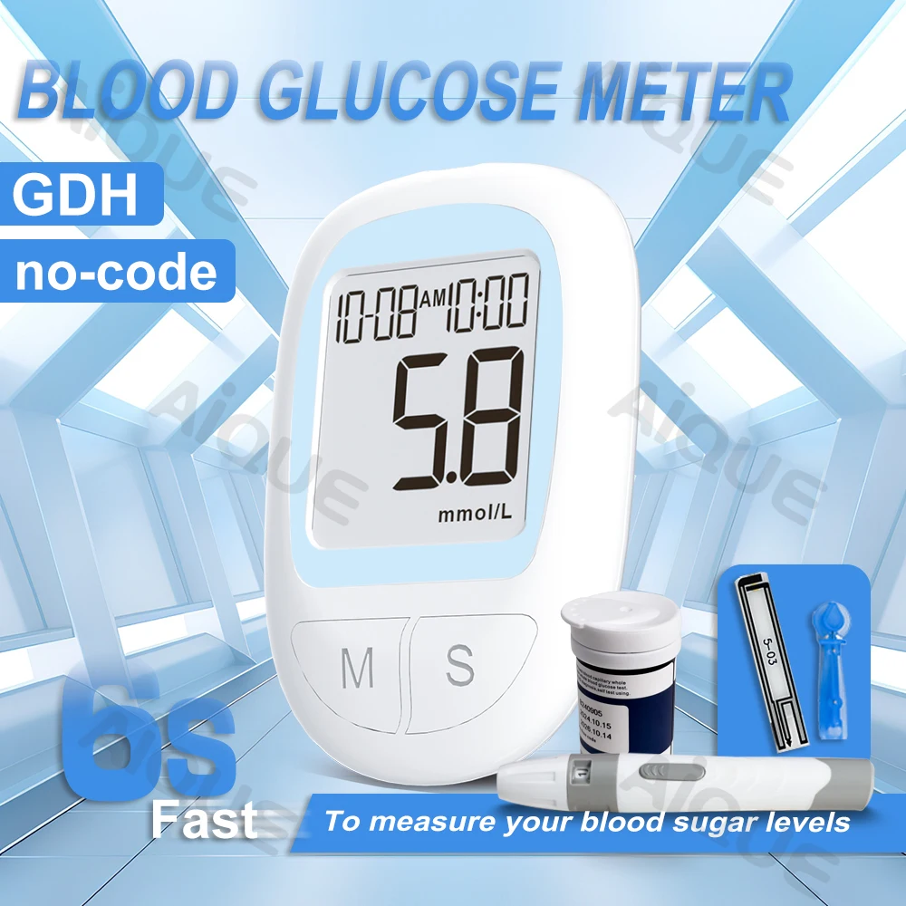 Blood glucose meter AiQUE blood glucose meter GDH glucometer 50/10 strips kit full set glucose test strips medical diabetes 6S get results fast