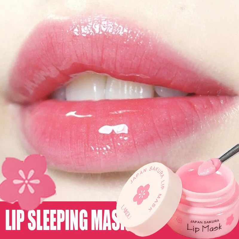 Natural Sakura Moisturizing Lip Mask Anti-drying Lip Lines Dead Skin Remover Lipsticks Long Lasting Nourishing Plump_voghion.com