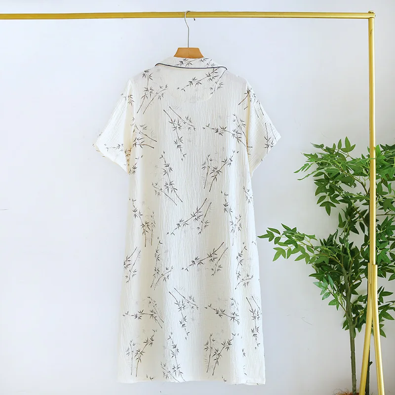 Pure Cotton Maternity Nightdress Breastfeeding Clothes Summer Short Sleeve Floral Thin Nursing Dress For Pregnant Women 4