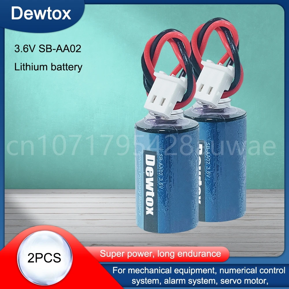 

2PCS SB-AA02 14250 1/2 AA 3.6V Lithium Battery for PLC CNC Machine Tools Touch Screen Gas Water Meter with Plug