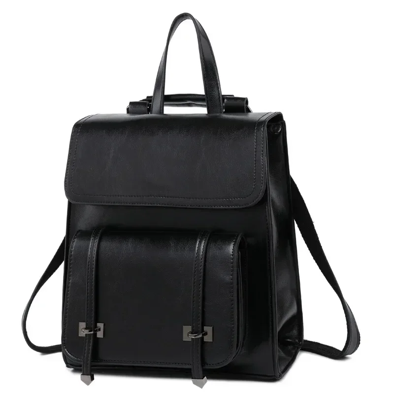 Genuine Leather Women Backpack School Daypack