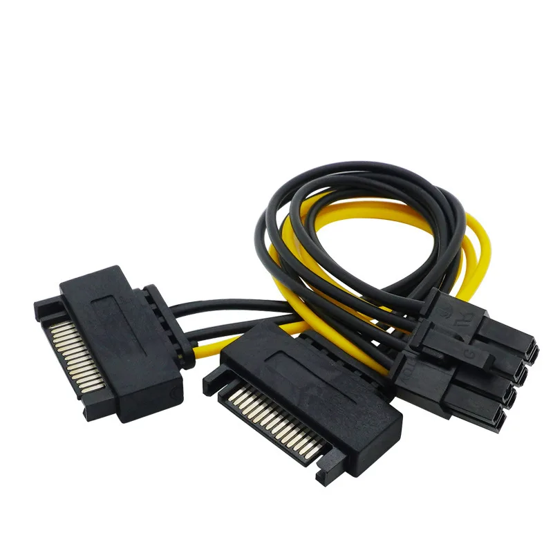 

20cm Dual Sata 15p To 6p 8p Power Cable Sata 15pin To 8pin Graphics Card Cable Sata Cable 1 IN 2 Male 15Pin to 6Pin SATA Cable