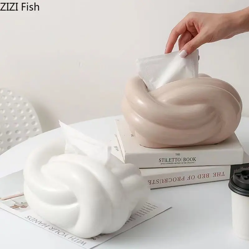 Ceramic Tissue Box Paper Extractor Knot Wool Ball Winding Paper Towel Holder Desktop Storage Ceramic Ornaments Napkin Holder 4