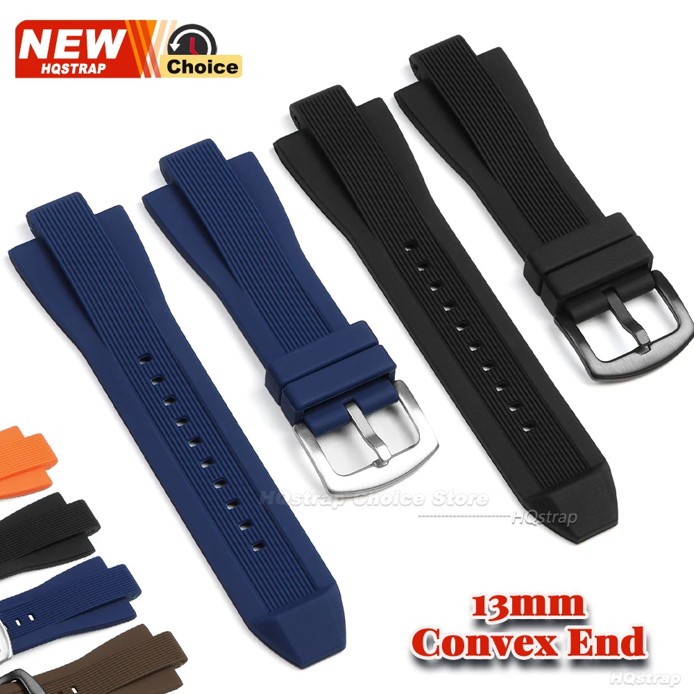 Convex End 13mmx29mm Silicone Strap - Men's Rubber Wristband Accessory