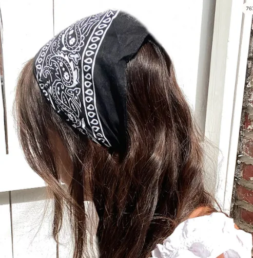 Hair Accessory Bohemia Print Bandana For Girls Women Kids Unisex Headband Scarf Face Mask Cross Turban Headwear 60cmX60cm