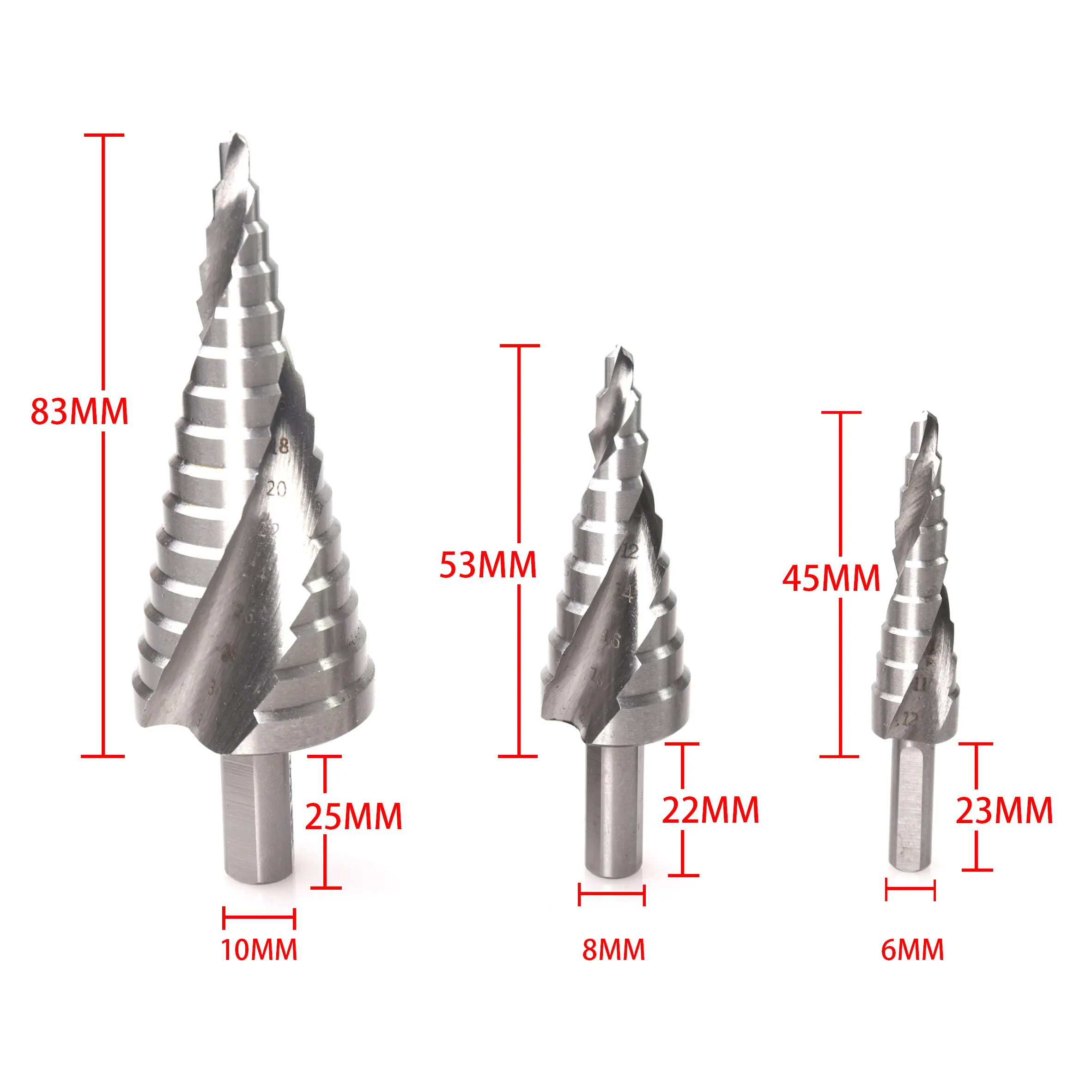 Step Drill Bit Grupo Broca de Pagode Parafuso Triangular Ferramenta de Perfuração de Núcleo Sulco Espiral Hss 412 420 432 mm Peças - Image 3
