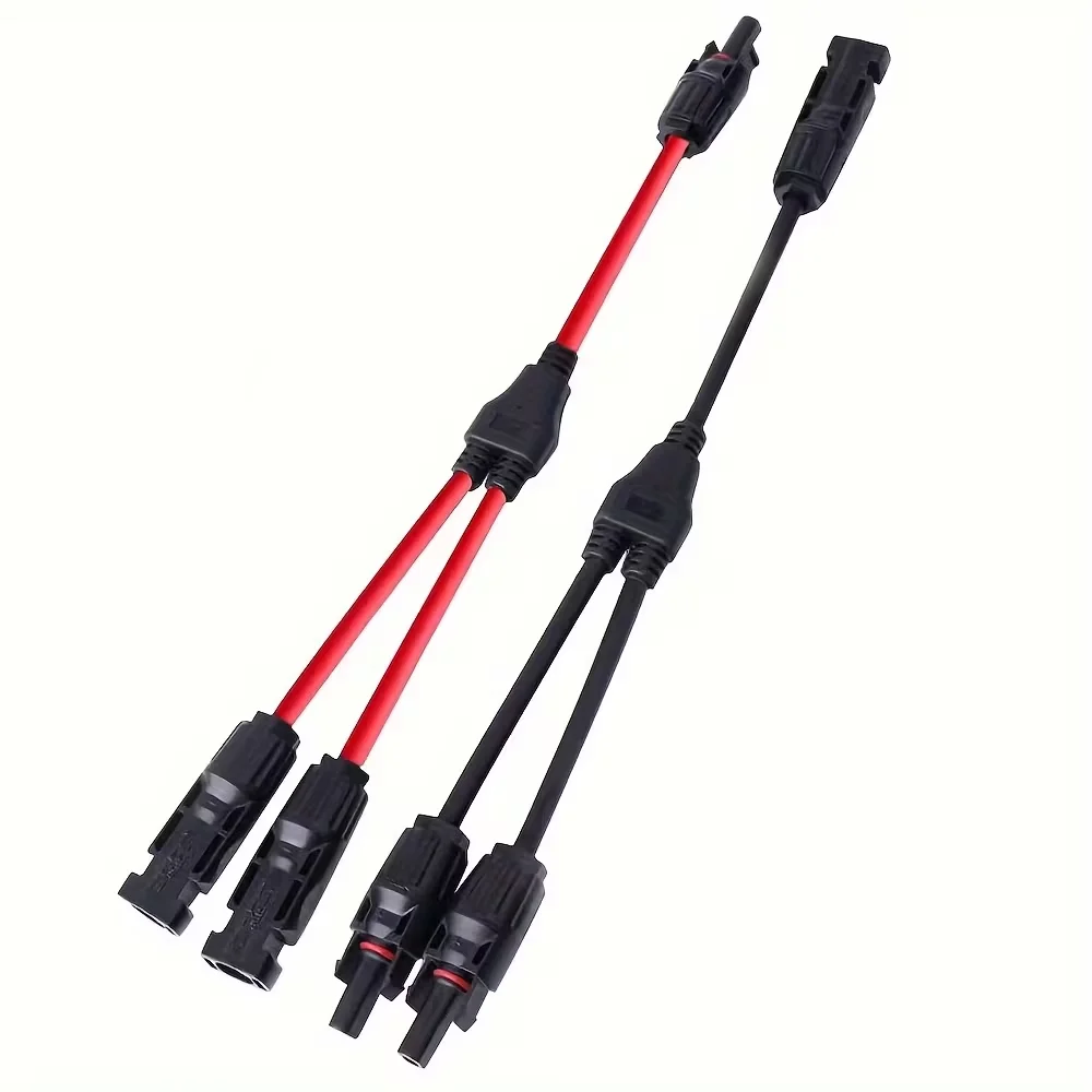 10.63 inç 2'si 1 arada Güneş Paneli Konektörü MC4 Y Tipi Branşman Bölücü, PV Paralel/Seri Bağlantısı için 2 Siyah ve 2 Kırmızı Kablo ile,