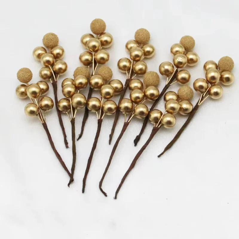 10/20/100 stücke 10 cm Weihnachten Baum Beere Dekoration Simulation Yangmei Goldene Beere Bouquet Falsche Pflanze Kranz Hause dekoration – Detail 10