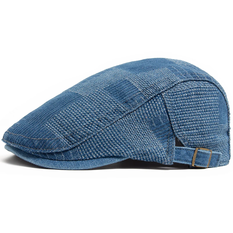 Casual Hats denim vintage beret men newsboy cap summer women forward cap cotton visor flat hat autumn peaked painter hat