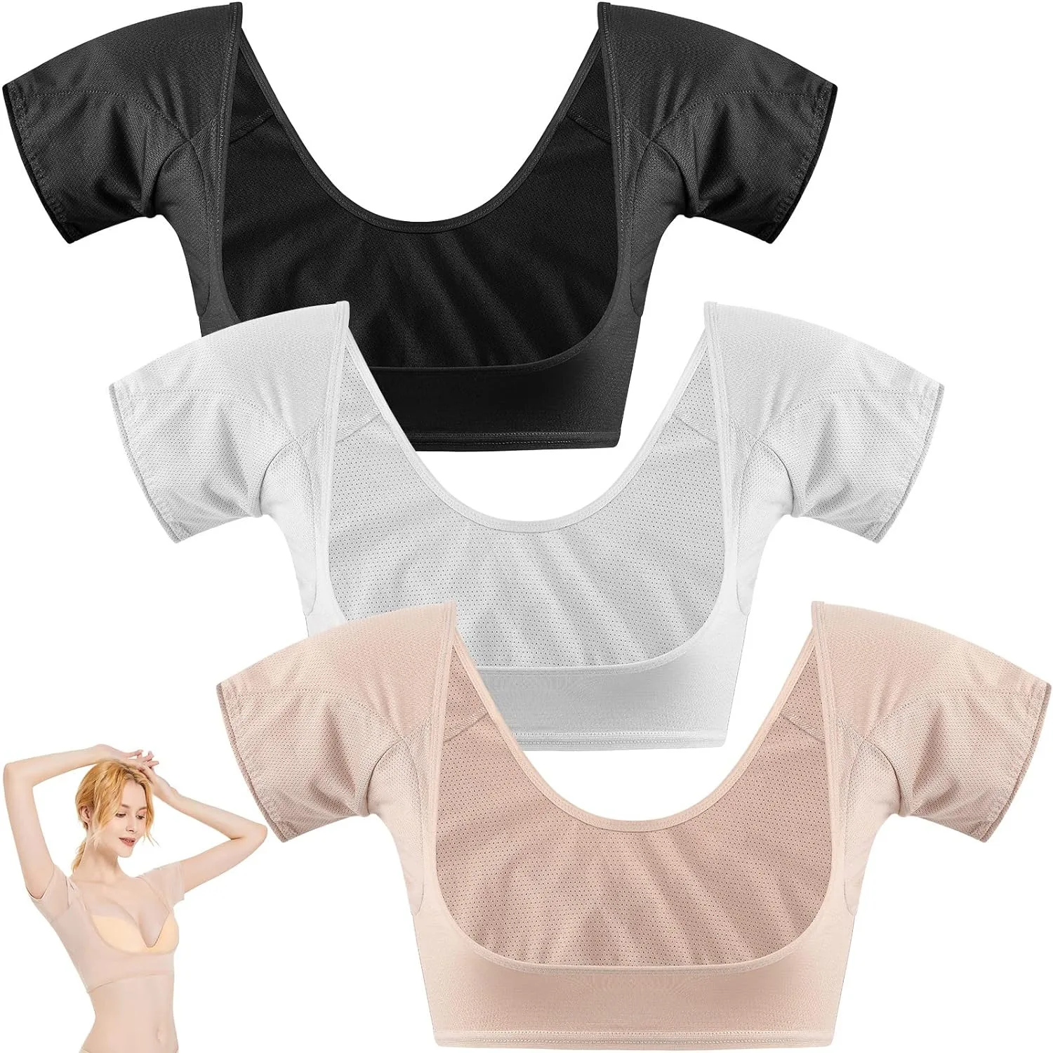1pc Underarm Sweat Absorption Pad Vest Mesh Quick-Drying T-shirt Breathable Elastic Thin Milk Silk Anti-Sweat Stain Waistcoat underarm sweat pads