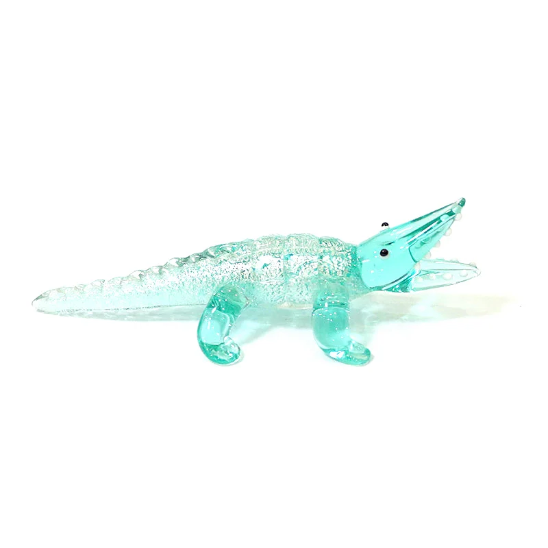 Silver-Foil Craft Murano Glass Crocodile Small Statue Ornaments Home Tabletop Collection Christmas Party New Year Gifts for Kids