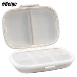 Compact Travel Pill Organizer - 8 - Compartment Portable Medicine and Vitamin Storage Case (Beige)