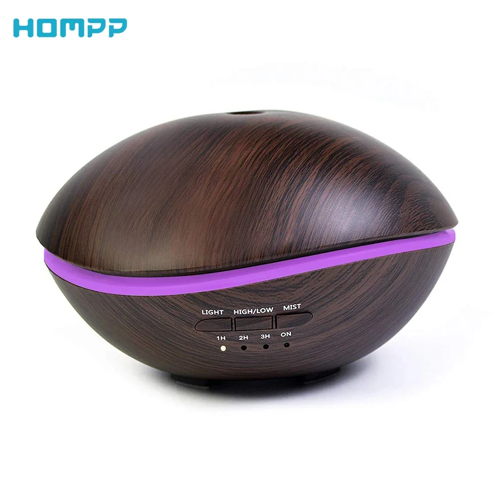 Aromatherapy Essential Oil Diffuser,Wood Grain 500ml Ultrasonic Aroma Cool Mist Humidifier Whale Shape With Adjustable Mist Mode