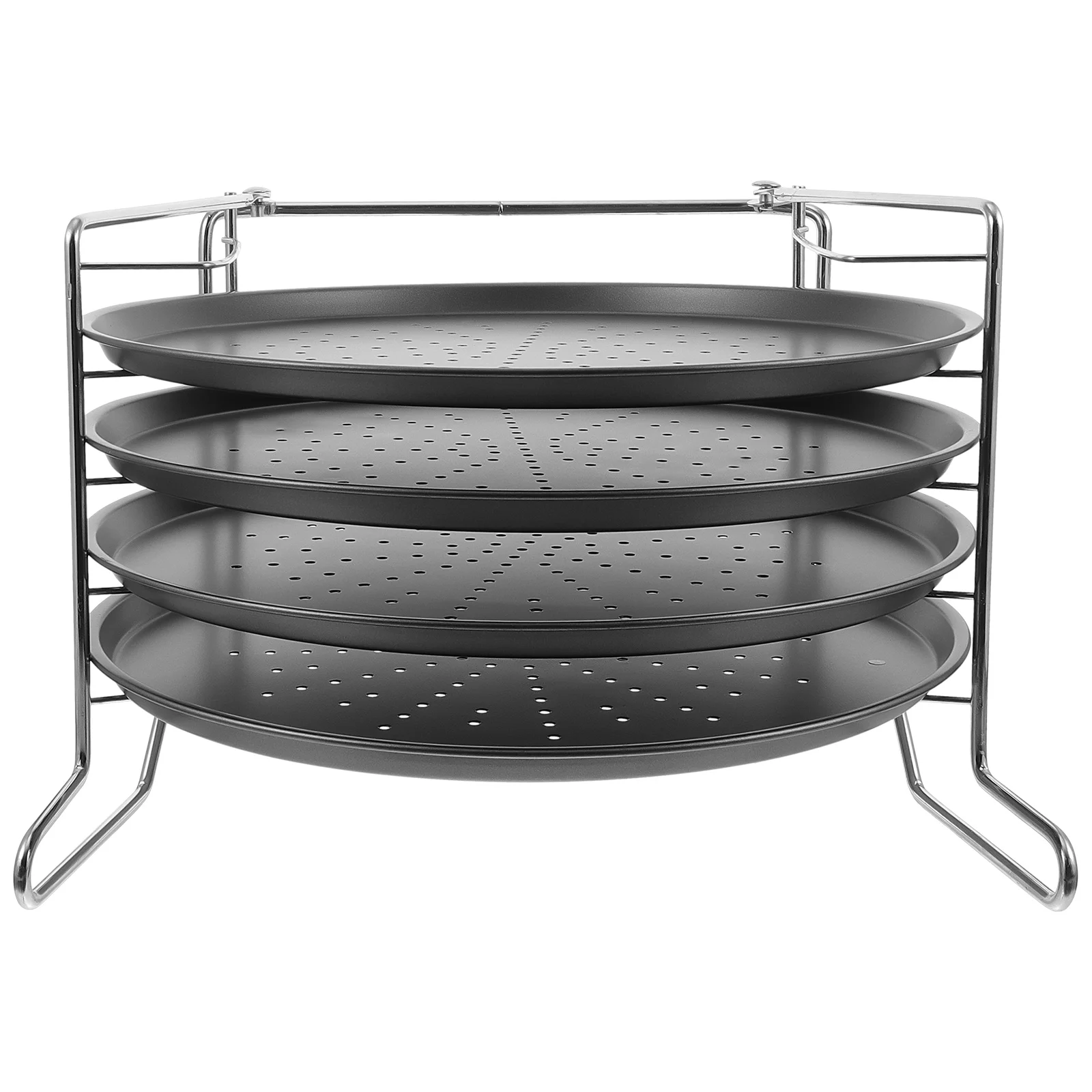 

4-Layer Inch Carbon Steel Non-Stick Pizza Baking Pan Round Mesh Pizza Tray Plate Baking Rack Kitchen Baking Tools