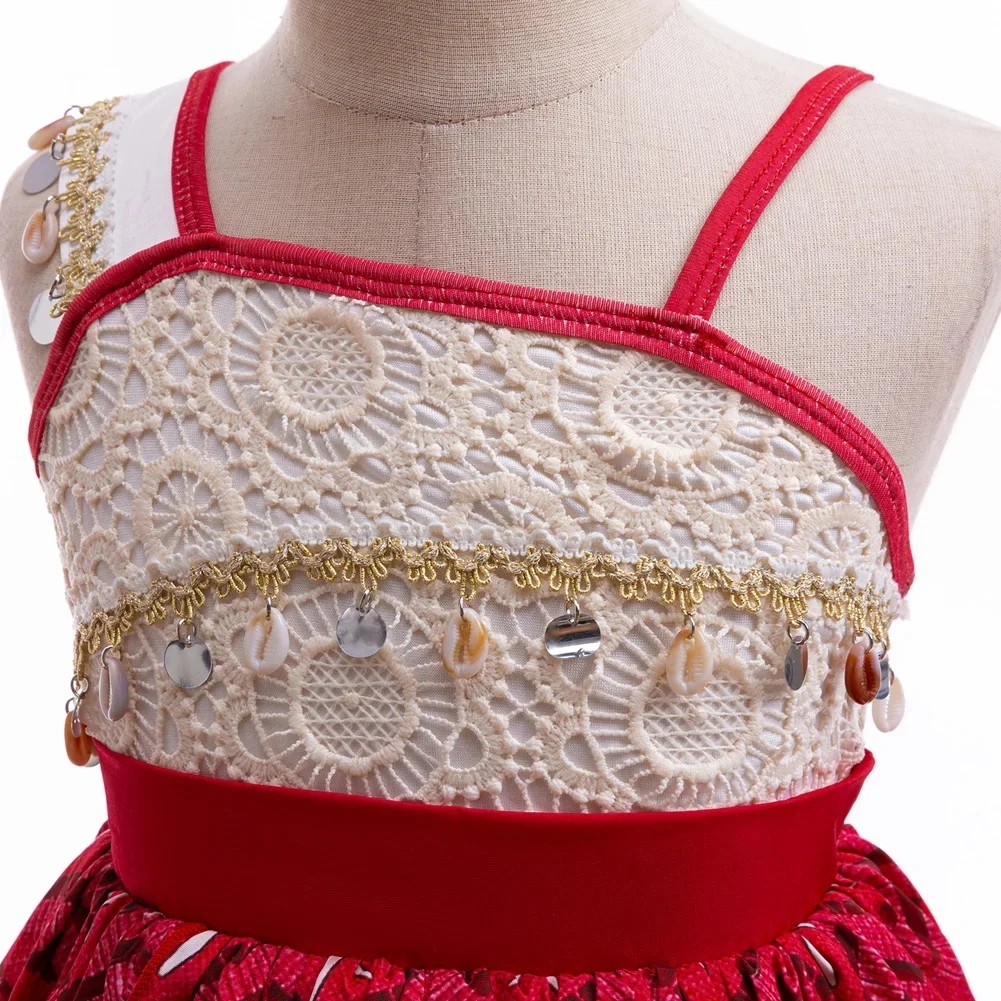 Strandkleid mit Fransen für Mädchen, Sommerkleid, Moana-Kostüm, Ozean-Abenteuer, gleiches Performance-Kleid, Vaiana-Prinzessinnenkleid, Kinder-Geburtstagskleid – Detail 7