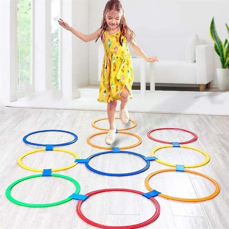 

10Pcs Outdoor Kids Funny Physical Training Sport Toys Lattice Jump Ring Set Game Connectors for Park Play Boys Girls