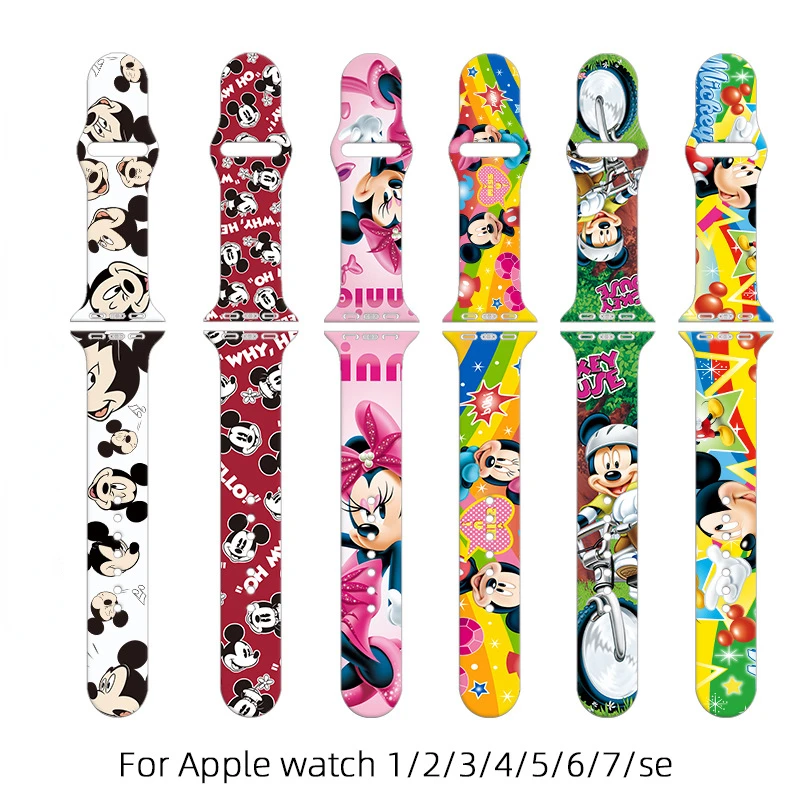 Disney Mickey Mouse Apple Watch Band for IWatch Strap 1 2 3 4 5 6 Anime  Bracelet 38 40 42 44mm Luxury Canvas Replace Wristband - AliExpress