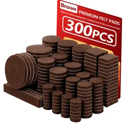 Felt Chair Leg Pads - Value Pack of 300 - Self - Adhesive Furniture Floor Protectors - 300 Pcs (Brown)