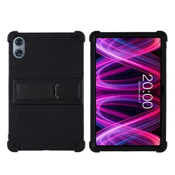 Durable Soft Silicon Kickstand Tablet Case with Rear Support - Shockproof and Portable 11 Inch Cover for DOOGEE Tab G6 Plus (Black)