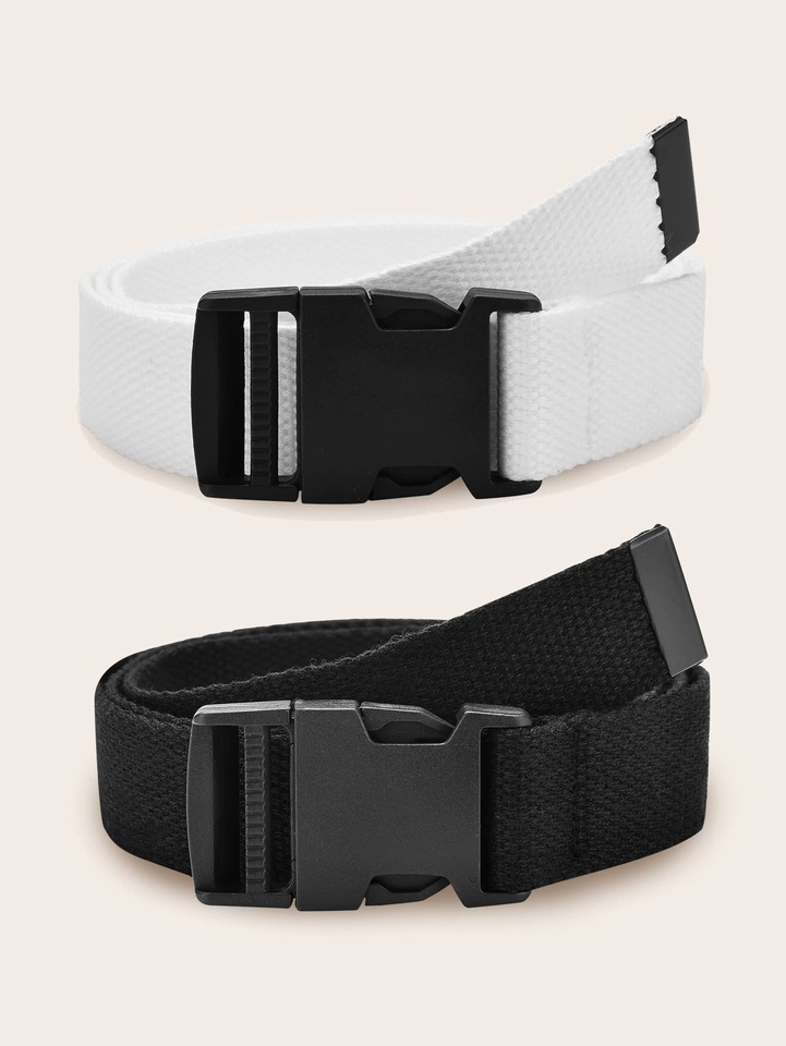 2Pcs Ladies' minimalist canvas belt Plastic buckle head Seaside minimalist style dressing Pair with jeans accessories
