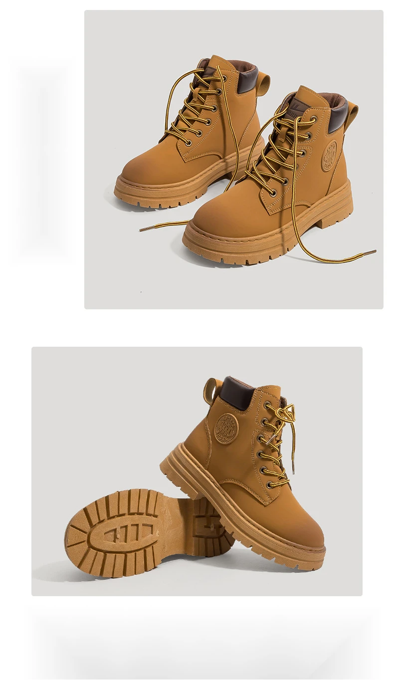 Rückkehr Martin Paar Stil 2023 Herbst Neue Bergsteigen Gelbe Dicke Sohle Vielseitige Englisch Kurze Stiefel_voghion.com