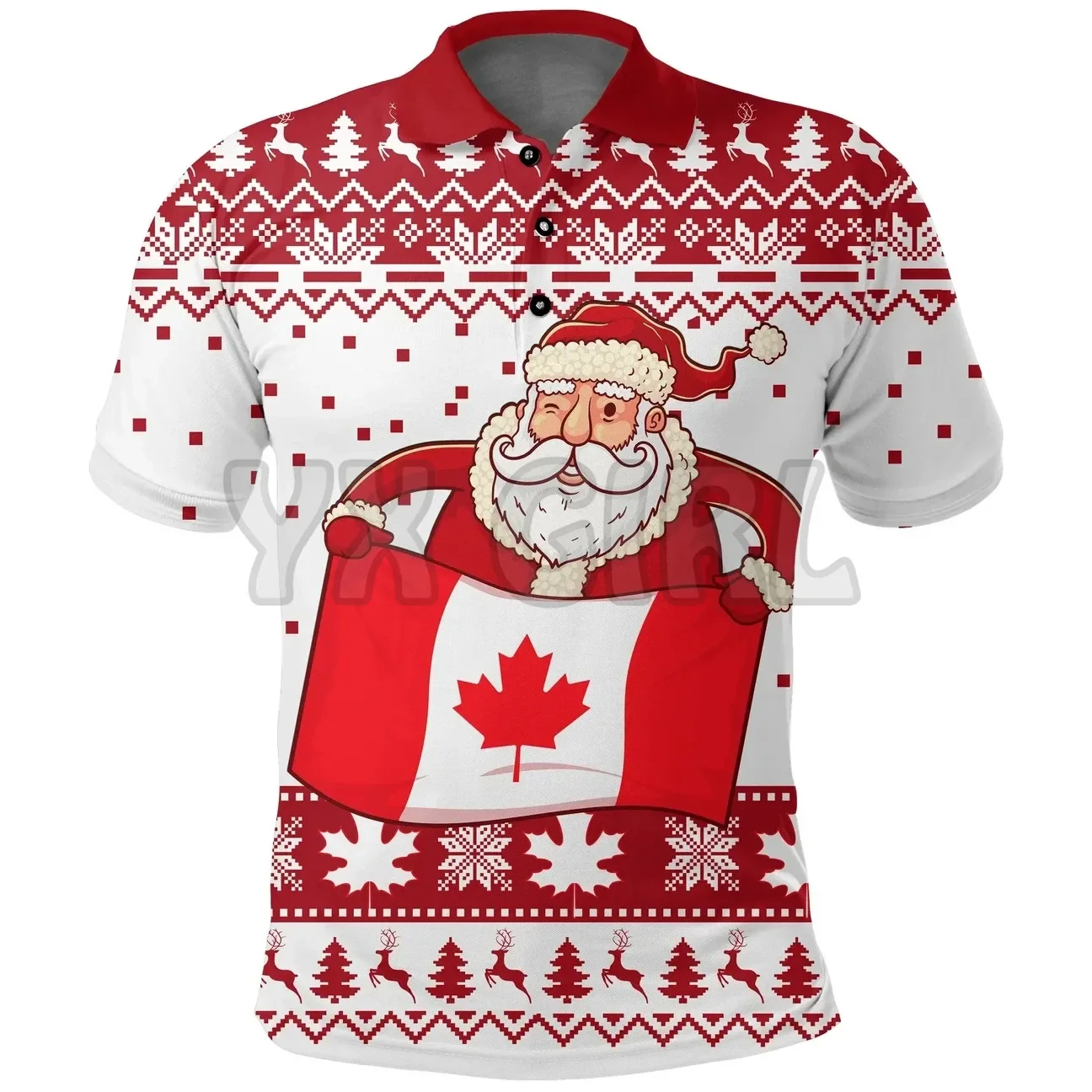 

2024 Summer shirts women for men Canada Christmas Santa Claus Maple Leaf 3D printed Short sleeve t shirts Tops camisas