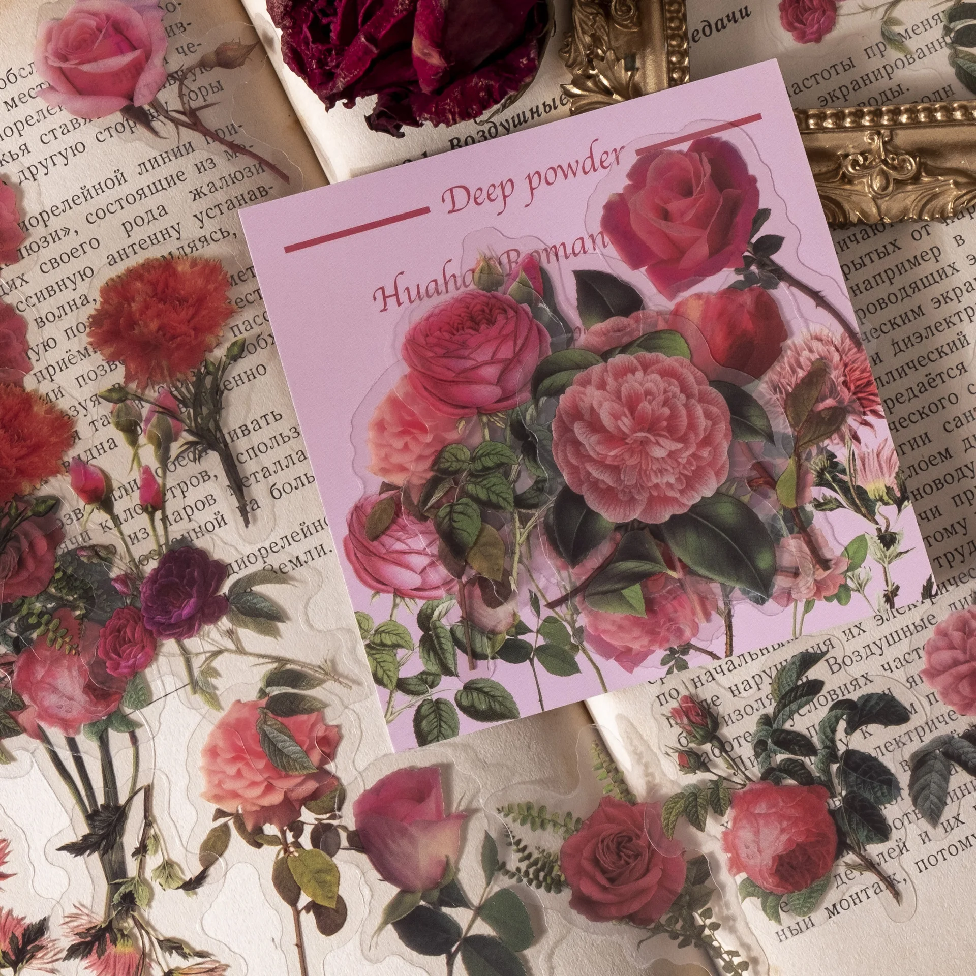 Card Lover 40 Pcs [Romantic Flower Sea Series] Vintage Journal Stickers Waterproof Paper Sticker Paper  Material Scrapbook Kit