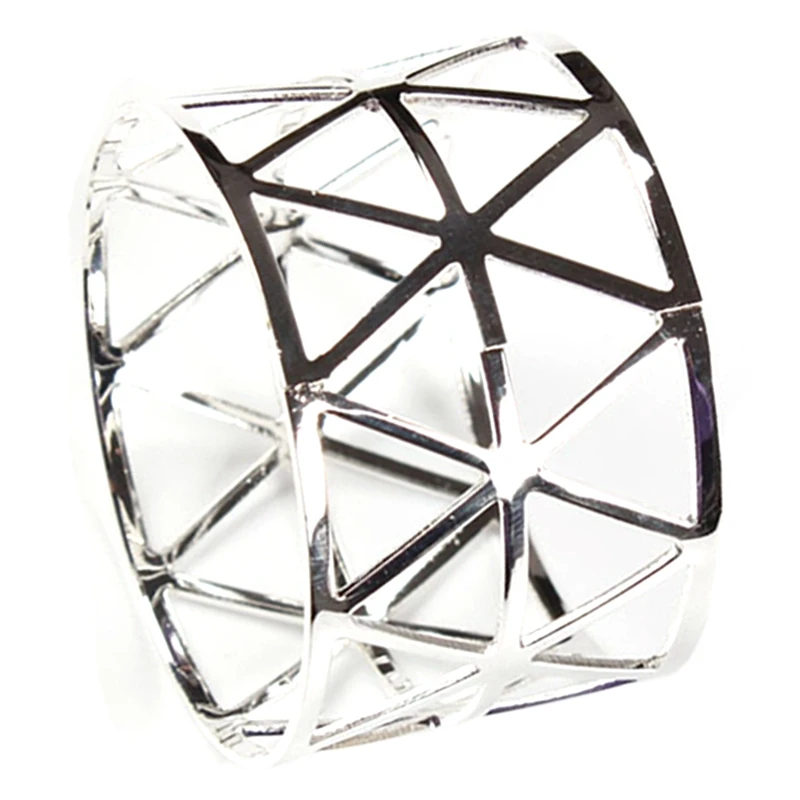 

6Pcs Geometric Hollow Napkin Rings Serviette Holder For Party Hotel Banquet Dining Room Table Decor