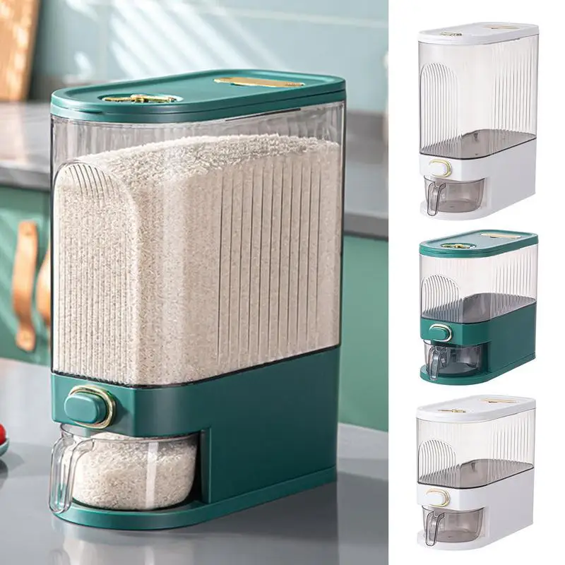 

Rice Dispenser Rice Tank Grain Box Cereal Dispenser With Time Pointer Food Storage Container With Measuring Cup Kitchen Gadgets