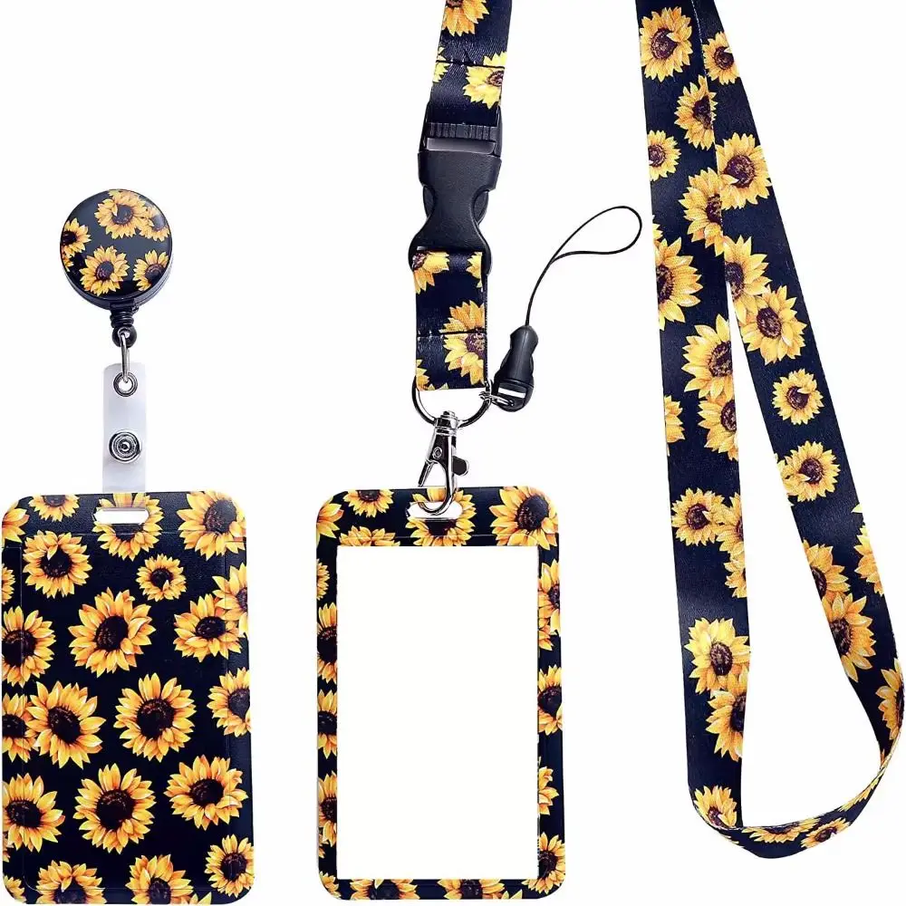 Leopard Print Floral Neck Strap Lanyard