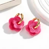 Boucles d'oreilles en forme de fleur acrylique colorée pour femmes et filles, cercles en acier inoxydable, tendance 2025, bijoux cadeaux