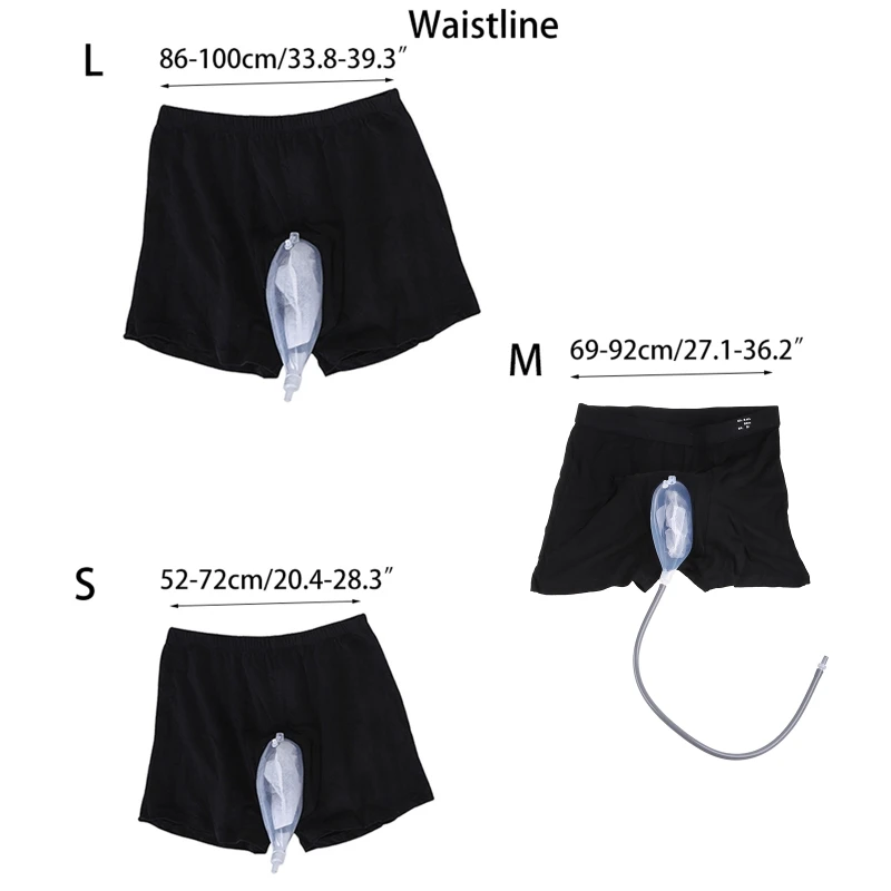 Urine Bag Reusable Male Urinal Bag Silicone Urine Funnel Pee Holder Shorts Collector with Catheter For Old Men