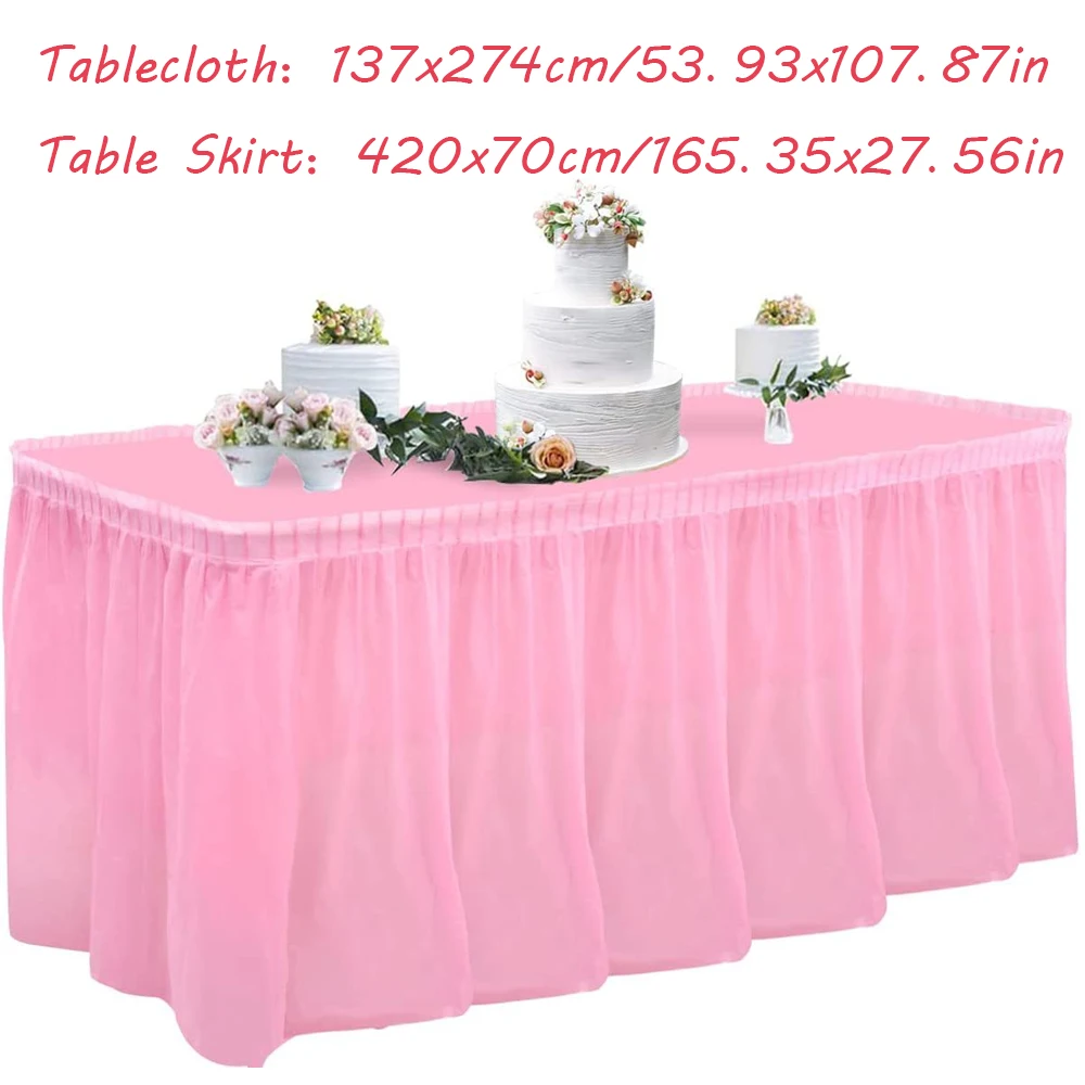 

2PCS Disposable White Tablecloth Table Skirt Rectangle Waterproof Tablecloth for Birthday Restaurant Wedding Decoration birthday