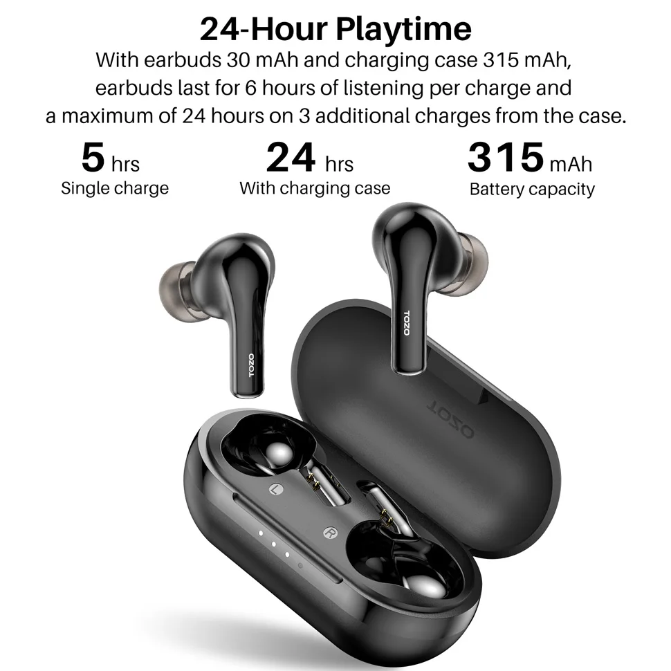 TOZO A2 Bluetooth 5.3 Earphones,Wireless Earbuds Mini ,In-ear  Headphones,Built-in Microphone, Immersive Sound With Charging Case