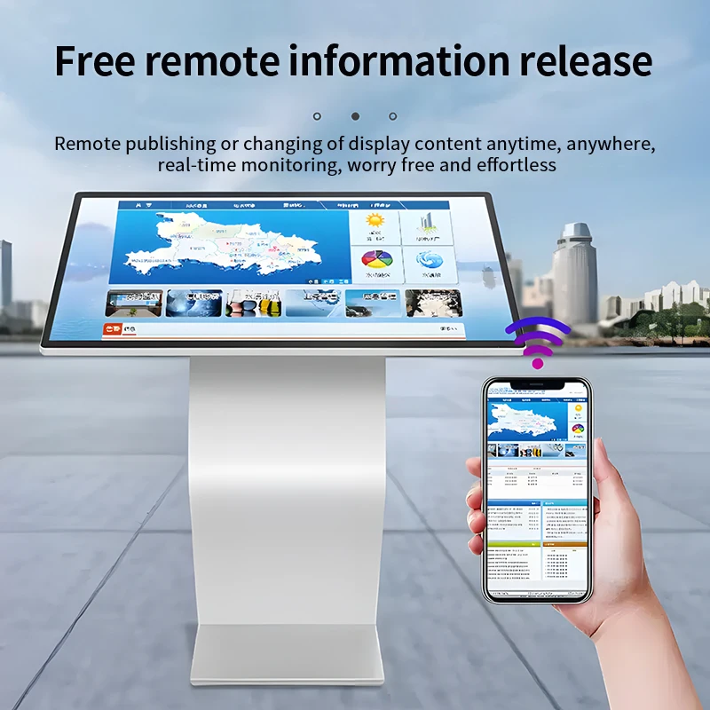 초박형 32 43 50 화면 인터랙티브 LCD 키오스크 터치스크린 플로어 스탠드 셀프 서비스 광고 터미널 디지털 포스터