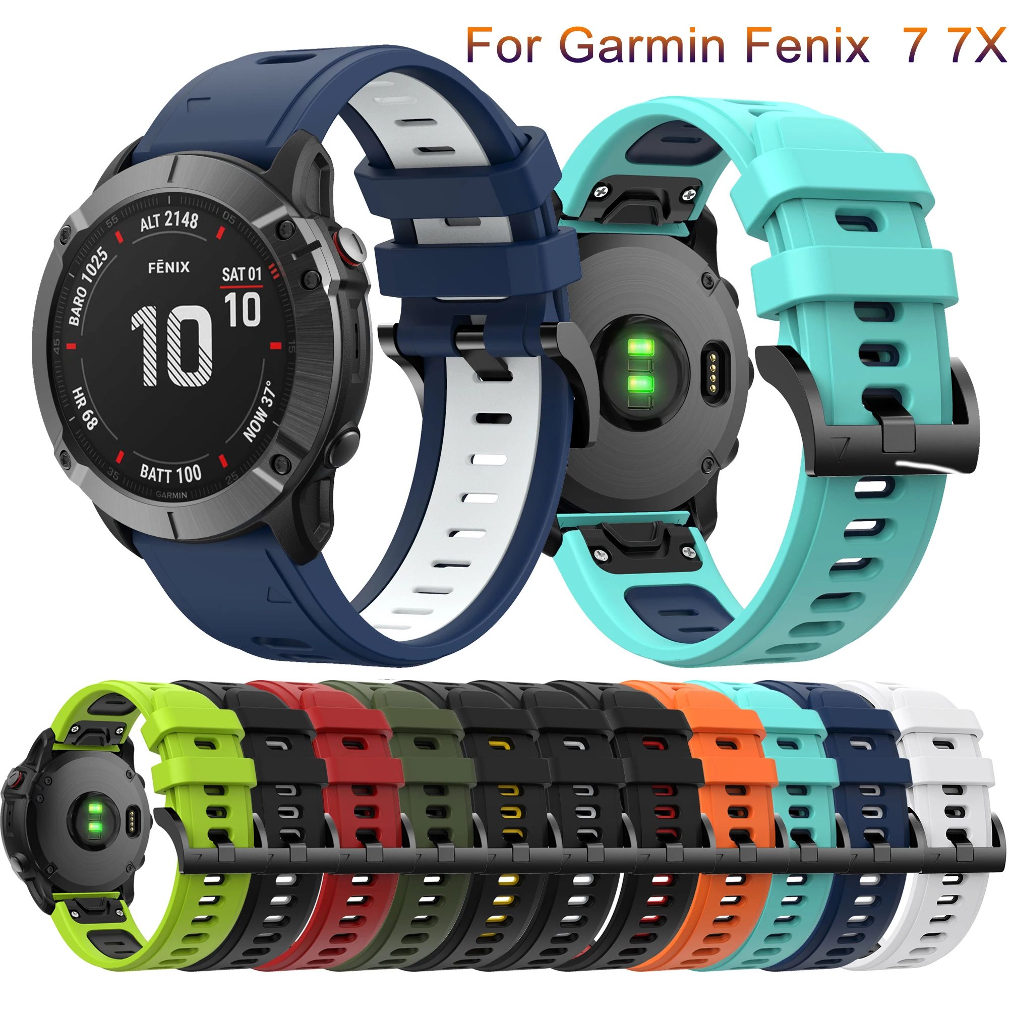 

26mm Sport Silicone WatchBand Strap For Garmin Fenix 7X 6X 6XPro 5X Easyfit Wriststrap For Garmin Fenix 3 HR Band Quick Release