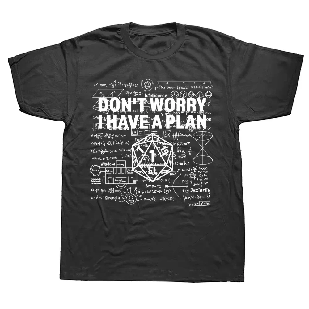 Neuheit Dungeon Dragon T Shirts Grafik Streetwear Kurzarm ICH Have A Plan D20 Würfel Rollenspiel DnD T-shirt Männer – Detail 5