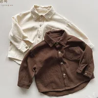 Korean Style Casual Loose Shirt Baby Girls Boys Cardigan Coat Cotton Long Sleeve Shirt Spring Autumn 1-6Yrs Kids Cardigan Coat