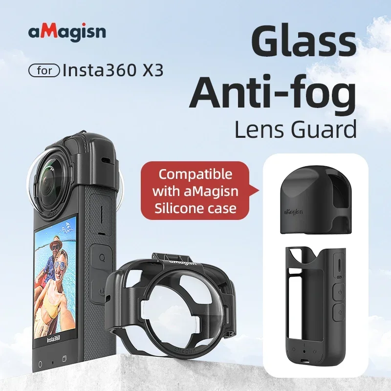 For aMagisn Glass Anti-fog Lens Guard for Insta360 X3 Removable Lens Guard Upgrade Optical Glass Protective Accessories