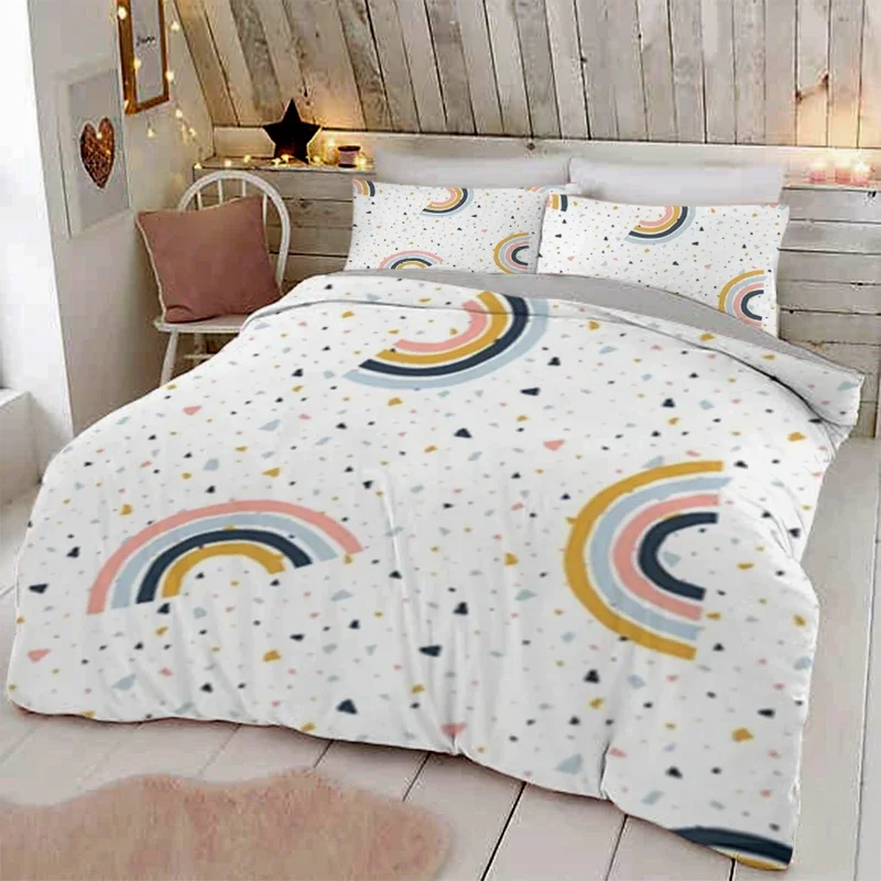 Ganeen 3-teiliges Baby-Bettwäsche-Set – Regenbogen-Boho Design, Mit Decke, Laken Und Rock
