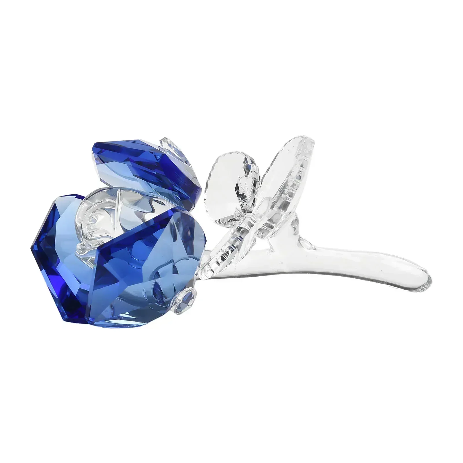 Kristall Rose Aus K9-Kristall – Blaue Glasblume Mit Vase & Stiel, 19 Cm Hoch, Geschenk Für Muttertag & Valentinstag