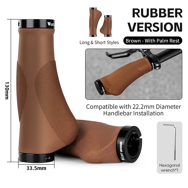 WEST BIKING Ergonomic Hand-Stitched Bike Handlebar Grips for Comfortable Riding