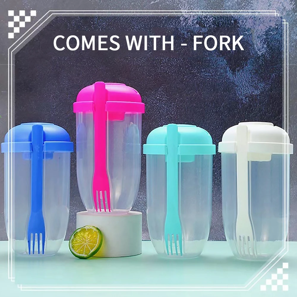 3 In1 Portable Bottle Salad Container Bottle-Shaped Bento Salad Bowl For Lunch Box With Fork Bowl Milk Cup 1000ml