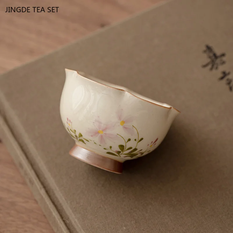 40ML Ceramic Master Cup Creative Handmade Flower Shaped Ceramic Teacup Home Beauty Personal Single Cup Chinese Tea Set