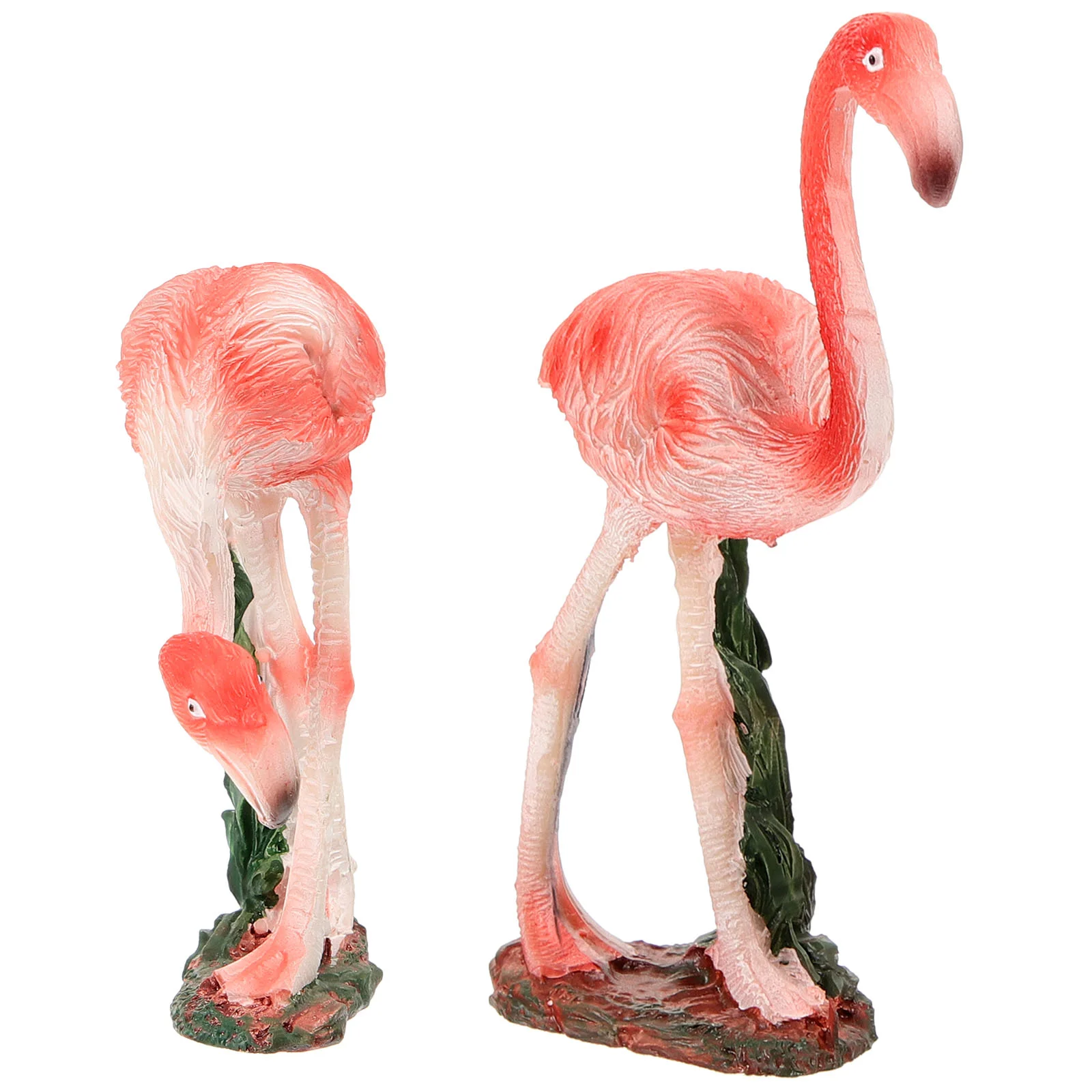 

2 Pcs Flamingo Ornament Mini Animal Garden Sculptures Adorable Yard Dining Table