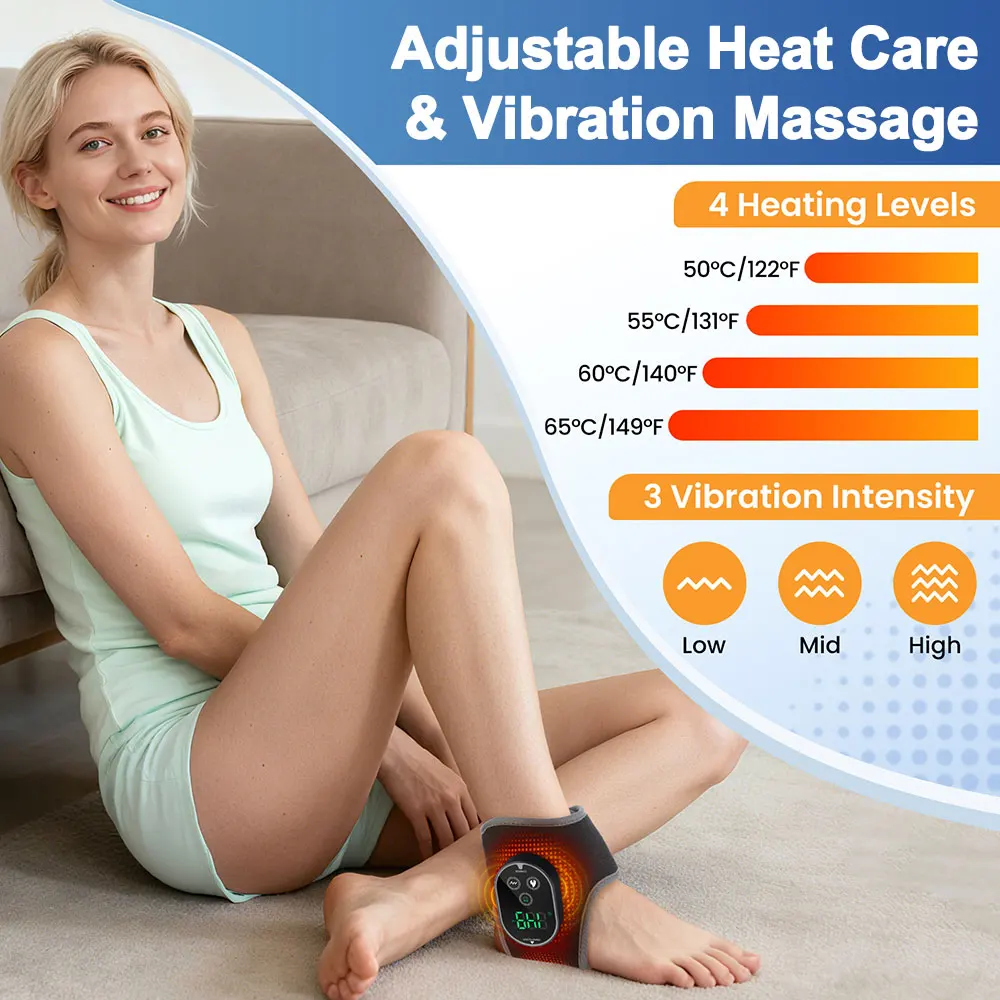 Ankle Massage Wrap Brace Heated Vibration 3 Temperature Adjustable Foot Ankle Massager Thermal Feet Fatigue Relax Support Pads