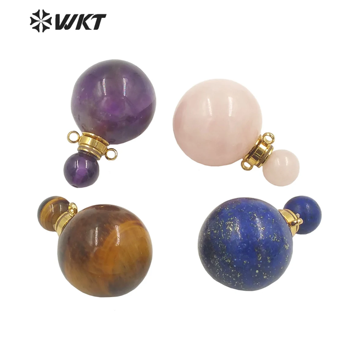 

WT-P1930 WKT Newest Fashion Stainless Steel Round Ball Stone Made Essencial Oil Perfume Bottle Pendant