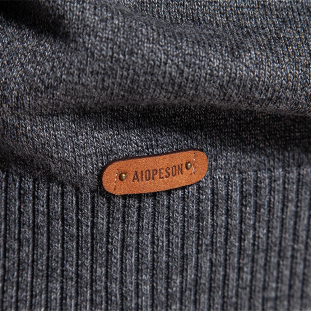 2023 New Autumn Cotton Sweater for Men O Neck Patchwork Sleeve Pullovers Men Solid Color Warm Winter Mens Sweaters