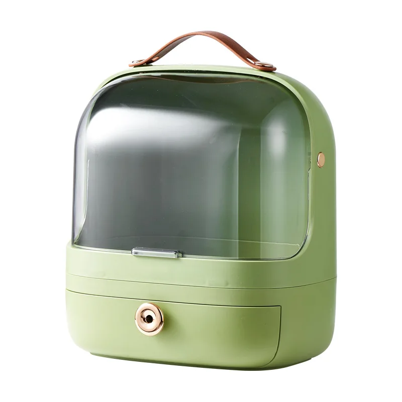 Fashion Green Luxury Makeup Organizer Box Dressing Table Dustproof Cosmetics Storage Case Desktop  Makeup Storage Holder Rack 6