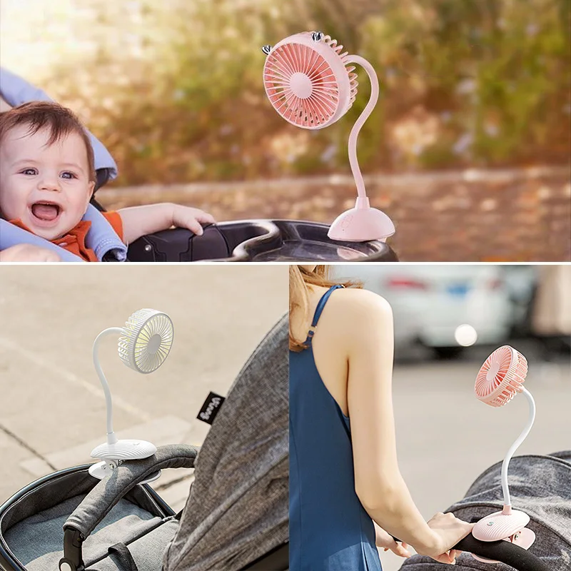 

500mAh Stroller Fan Personal Portable Desk Handheld Baby Bed Car Seat Fan USB Rechargeable Fan Mini Stroller Accessories